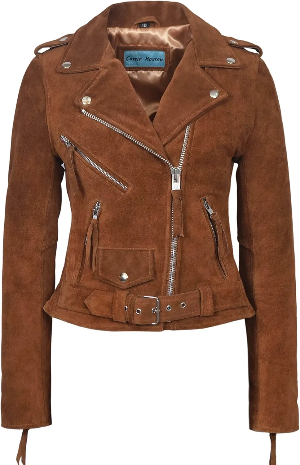 Ladies New BRANDO Women Tan Suede Cool Classic Motorcycle Biker Real Leather Jacket LDS MBF