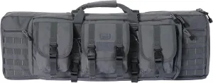 Lancer Tactical 600 Denier Polyester Double Carbine Soft Case Accessory Pouches MOLLE Webbing Secondary Gun Compartment Quick Detach Buckles Inner Storage Backpack Straps (DISRUPTIVE GRAY)