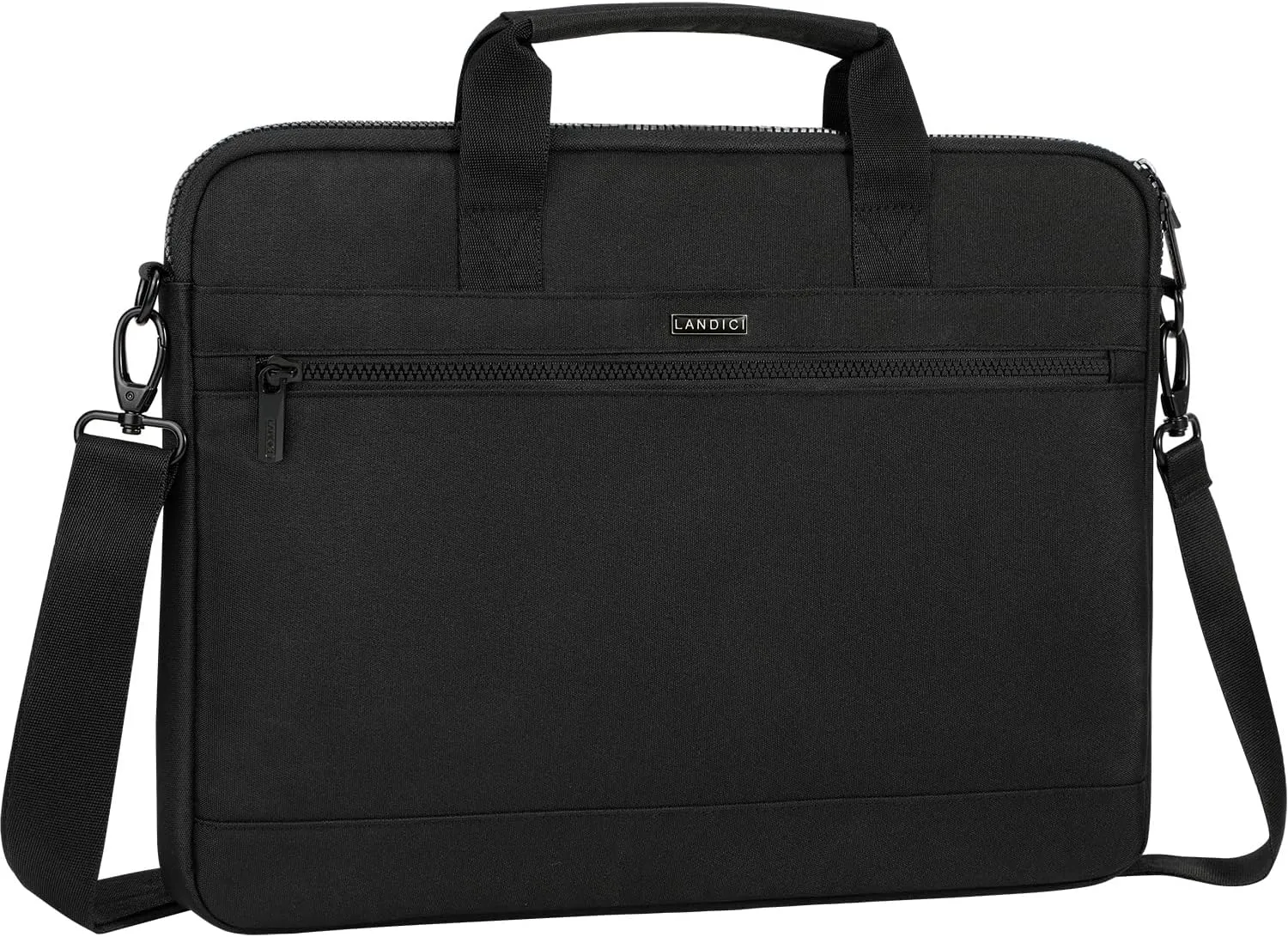 LANDICI 360° Protective Laptop Bag Case 14-15 Inch with Shoulder Strap & Handle, Waterproof Computer Sleeve Cover for MacBook Air/Pro 15, Chromebook 14, Slim Briefcase for Men Women, Black