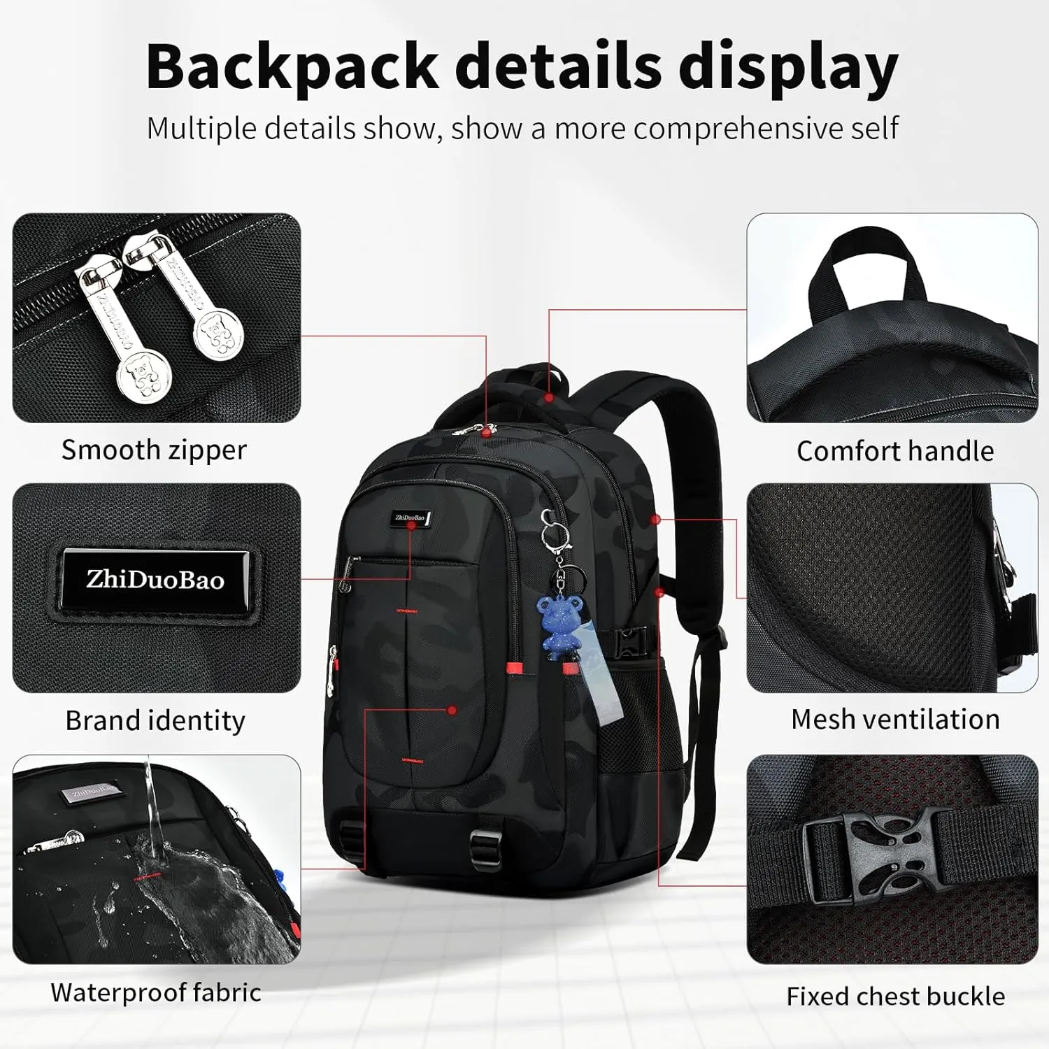Laptop Backpack, Business Travel Backpack with Charging Slit for Men Womens, Anti Theft Water Resistant Computer Backpack Fits 15-17 Inch Laptop and Notebook black camouflage school bags