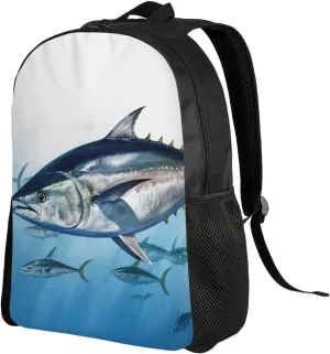 Laptop Backpack Carry On Travel Backpack Bluefin Tuna Thunnus Computer Bag Casual Daypack for Men Women