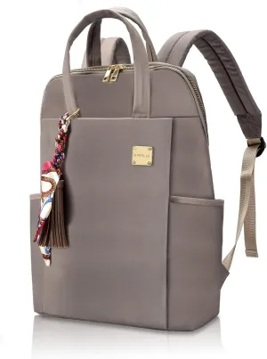 Laptop Backpack for Women 15.6-inch Slim - Laptop Bag Computer Case Purse Travel Lightweight Medium Size Satchel Daypack 16-inch Water-resistant Business Comutter Fashion Stylish Nylon Khaki