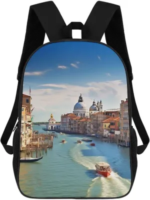 Laptop Backpack Purse 17 Inch Travel Laptop Bag Grand Canal in Italy Computer Bag Daypack Business Work Bag for Women