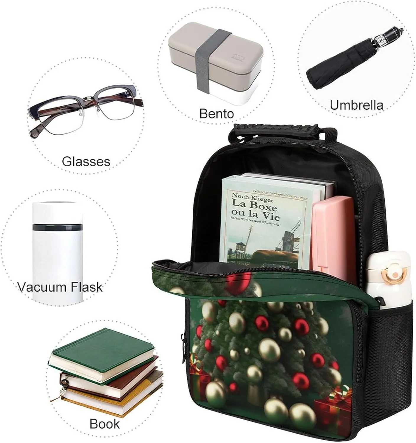Laptop Backpack Round Ball Christmas Tree Daypack Computer Bag Travel Laptop Bag Casual Nurse Bag for Women Men