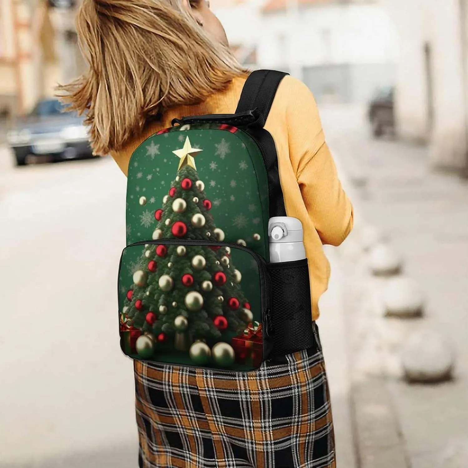 Laptop Backpack Round Ball Christmas Tree Daypack Computer Bag Travel Laptop Bag Casual Nurse Bag for Women Men