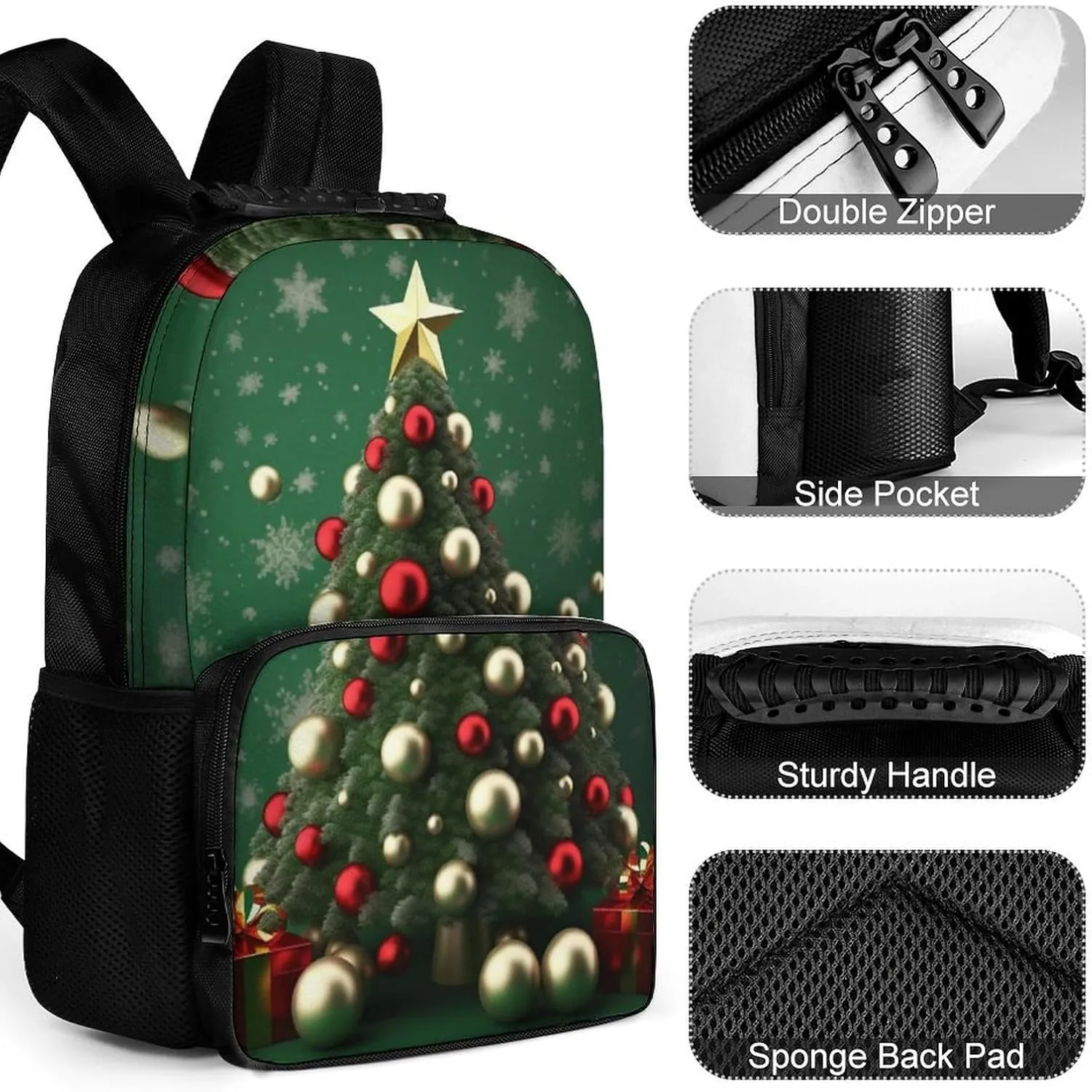 Laptop Backpack Round Ball Christmas Tree Daypack Computer Bag Travel Laptop Bag Casual Nurse Bag for Women Men