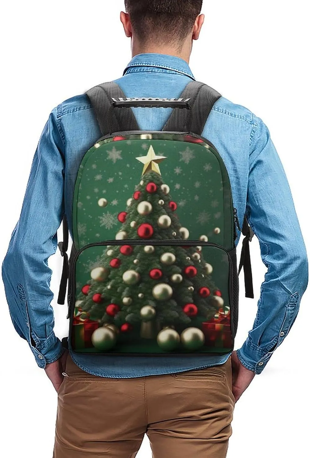 Laptop Backpack Round Ball Christmas Tree Daypack Computer Bag Travel Laptop Bag Casual Nurse Bag for Women Men