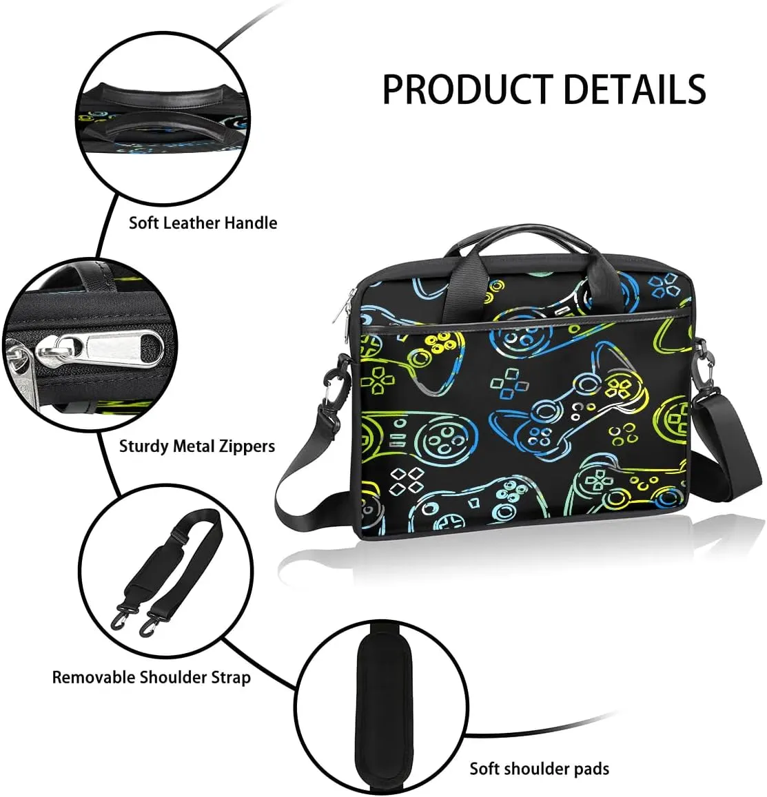 Laptop Bag for Women Men, 15.6 inch Messenger Shoulder Bags, Water Resistant Computer Bag Sleeve