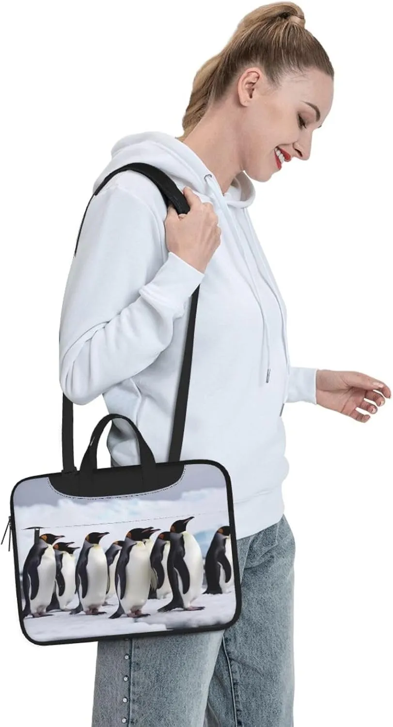 Laptop Bag for Women Men Computer Bag Laptop Briefcase Antarctica Penguins Laptop Shoulder Bag Work Bag for Travel