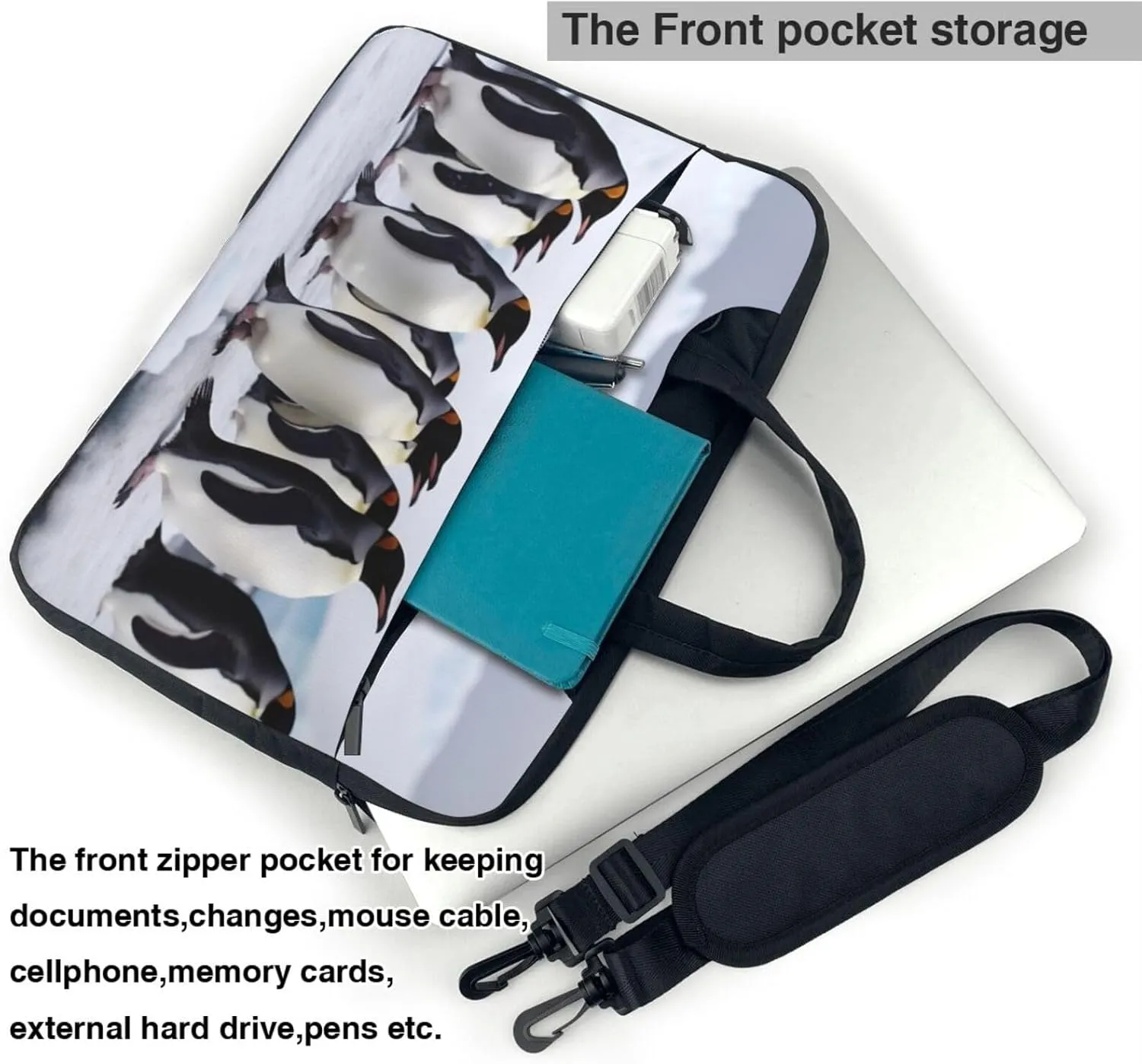 Laptop Bag for Women Men Computer Bag Laptop Briefcase Antarctica Penguins Laptop Shoulder Bag Work Bag for Travel