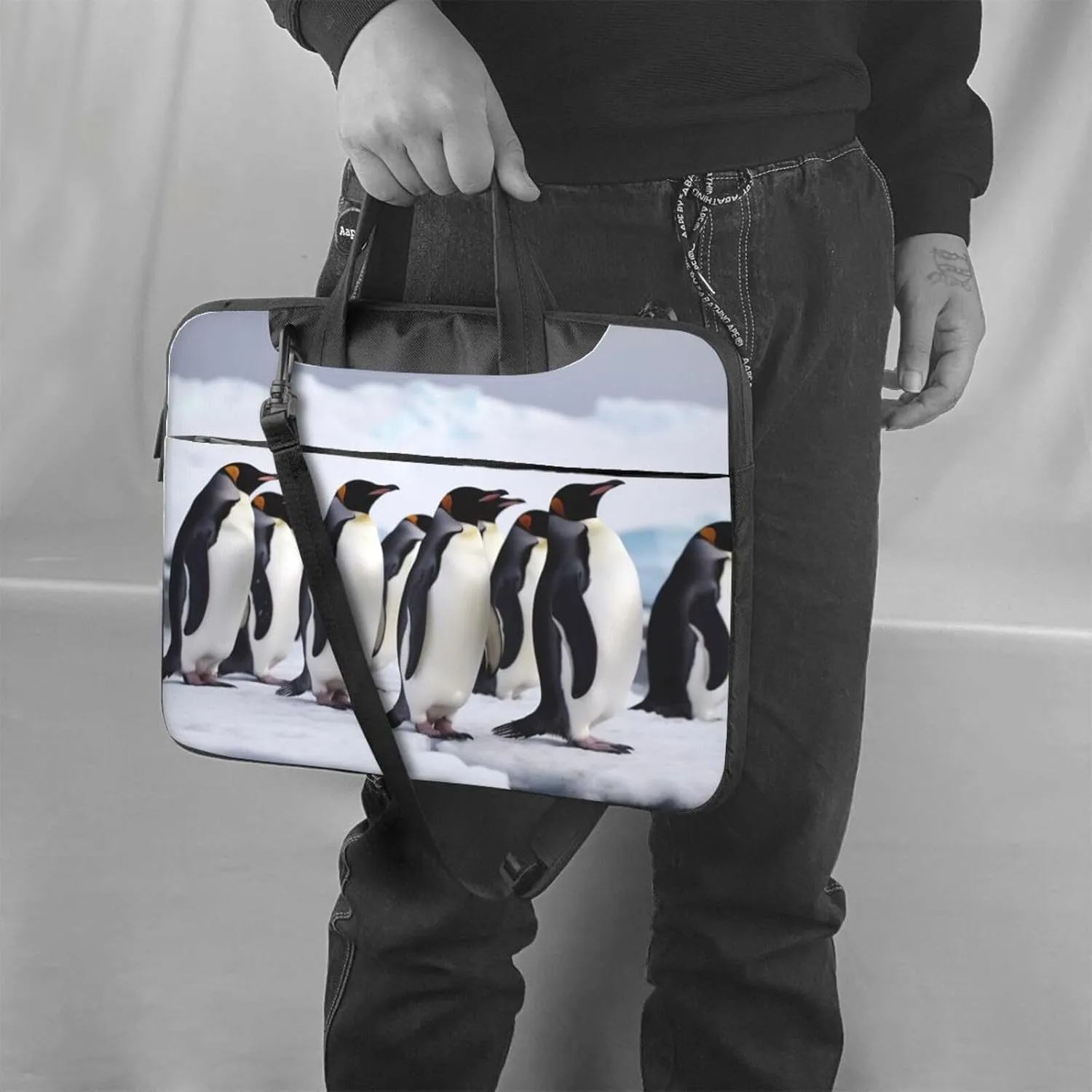 Laptop Bag for Women Men Computer Bag Laptop Briefcase Antarctica Penguins Laptop Shoulder Bag Work Bag for Travel