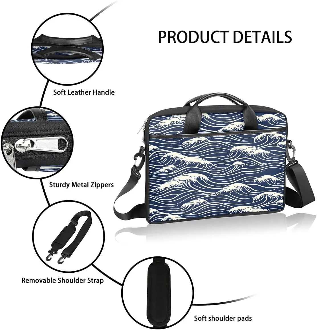 Laptop Shoulder Bag Computer Bag 13-15 Inches Laptop Carrying Case with Shoulder Strap for Women Men