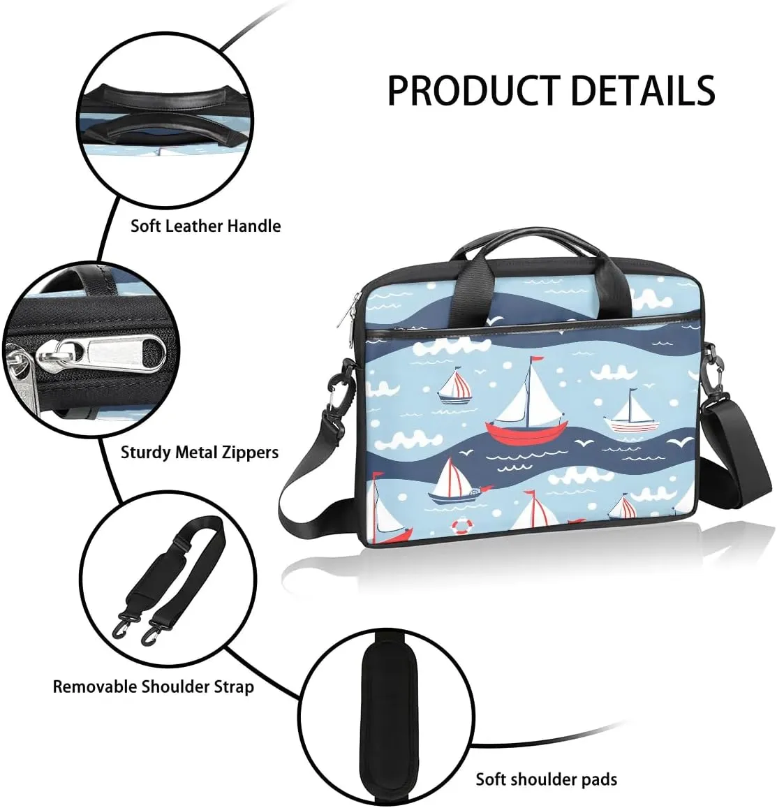 Laptop Shoulder Bag Computer Bag 13-15 Inches Laptop Carrying Case with Shoulder Strap for Women Men