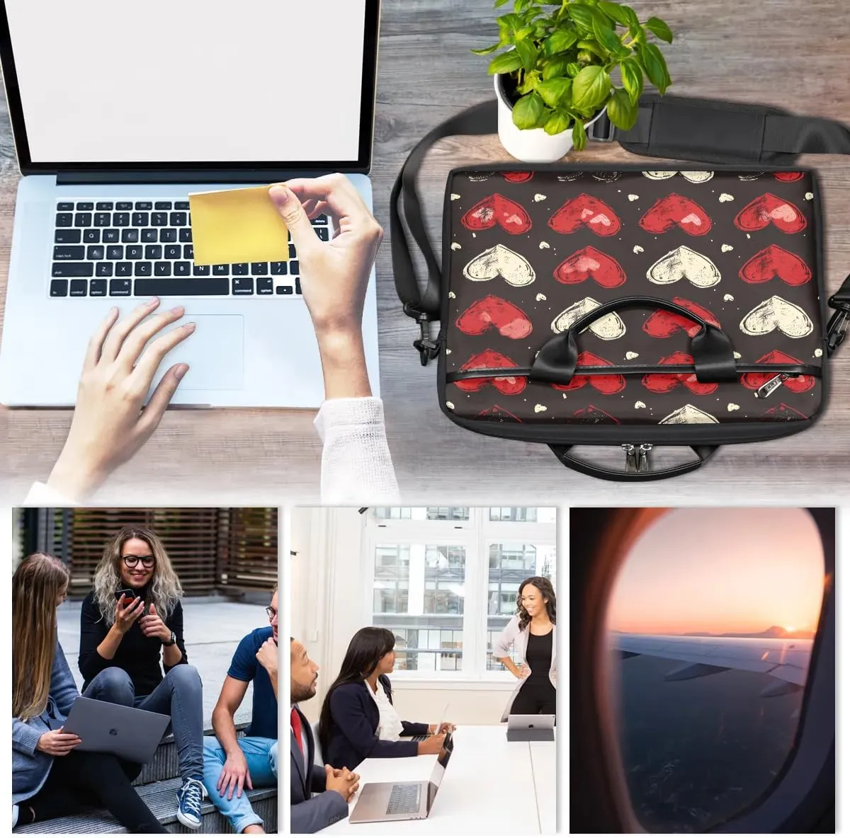 Laptop Shoulder Bag Computer Bag 13-15 Inches Laptop Carrying Case with Shoulder Strap for Women Men