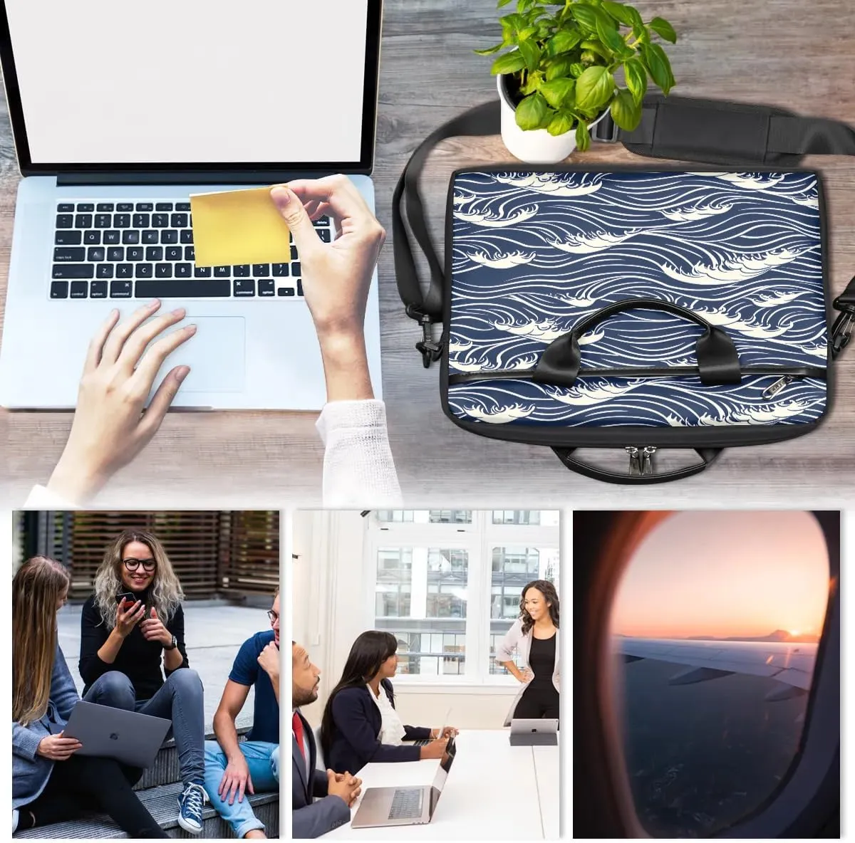 Laptop Shoulder Bag Computer Bag 13-15 Inches Laptop Carrying Case with Shoulder Strap for Women Men