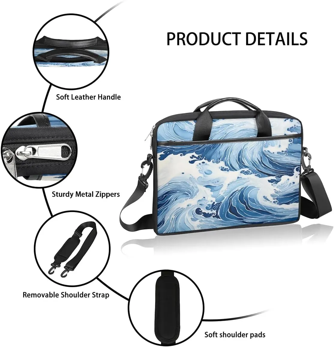 Laptop Shoulder Bag Computer Bag 13-15 Inches Laptop Carrying Case with Shoulder Strap for Women Men