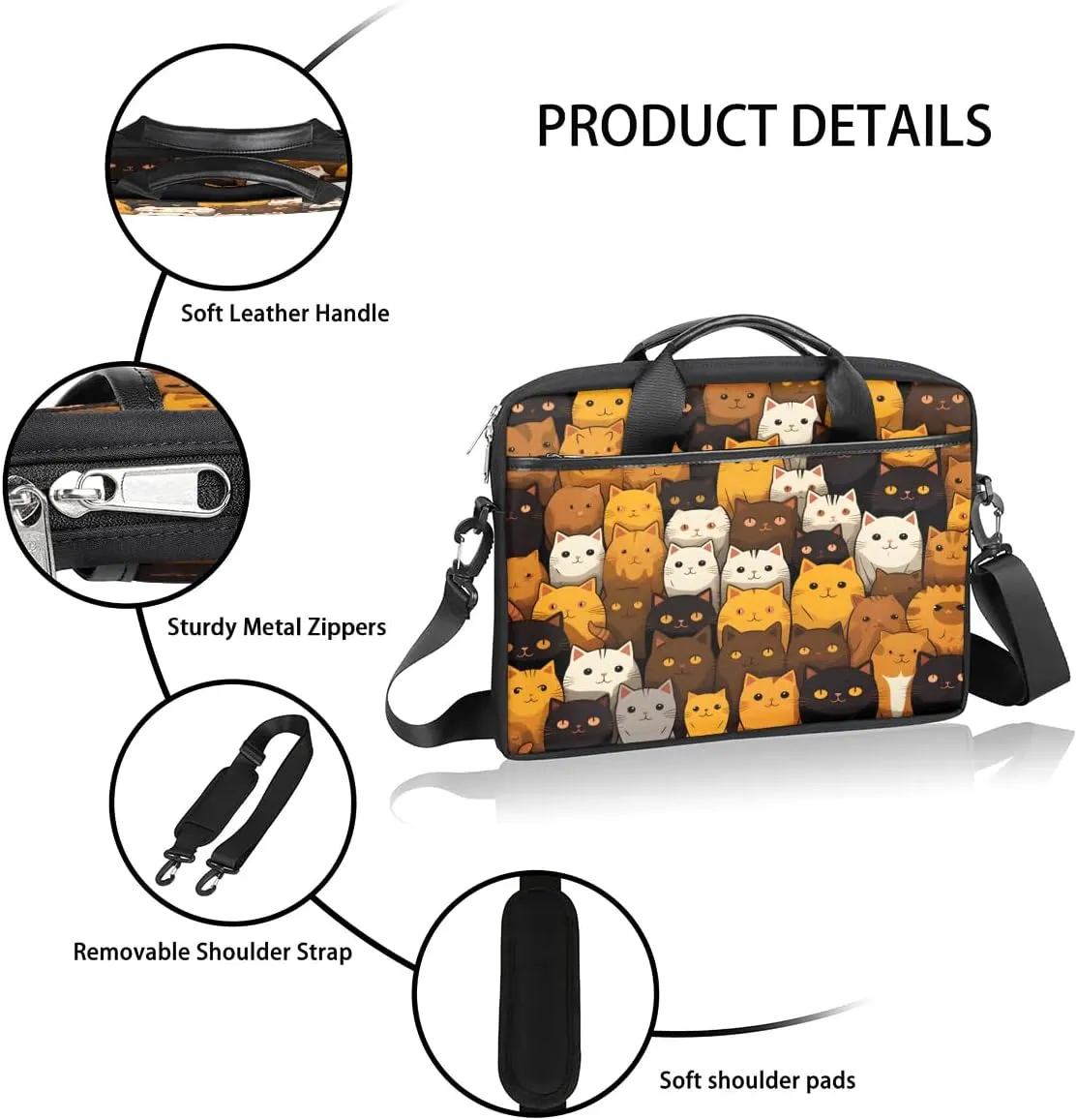 Laptop Shoulder Bag Computer Bag 13-15 Inches Laptop Carrying Case with Shoulder Strap for Women Men