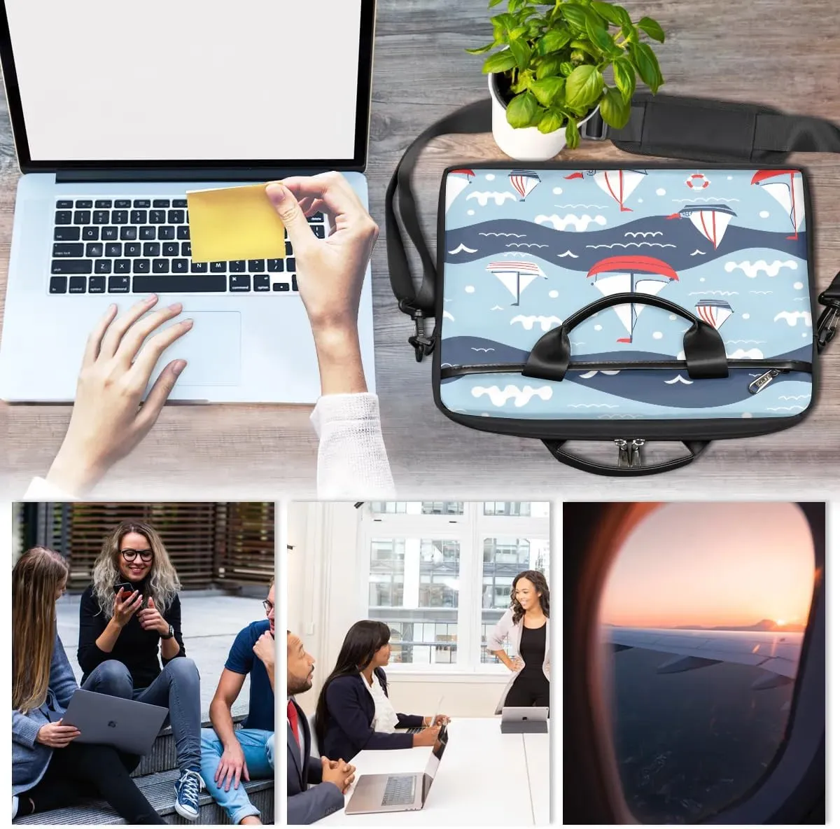 Laptop Shoulder Bag Computer Bag 13-15 Inches Laptop Carrying Case with Shoulder Strap for Women Men