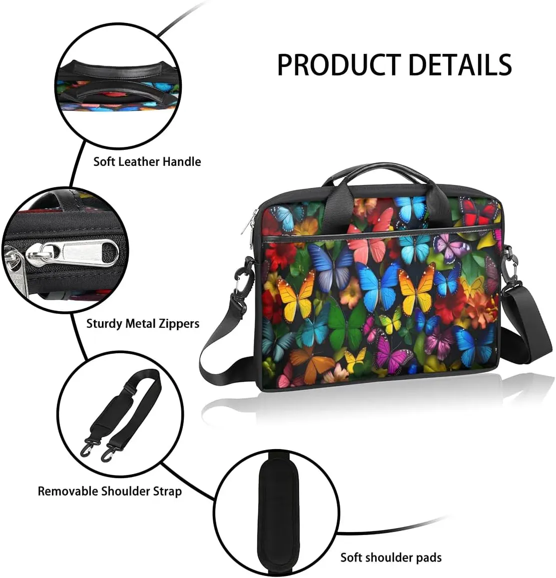 Laptop Shoulder Bag Computer Bag 13-15 Inches Laptop Carrying Case with Shoulder Strap for Women Men