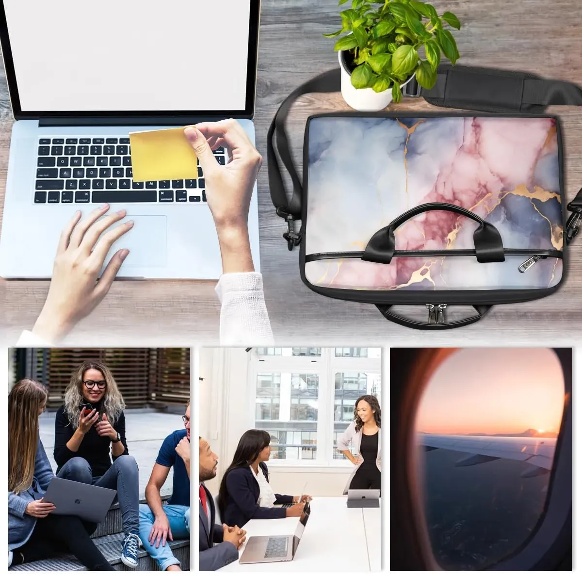 Laptop Shoulder Bag Computer Bag 13-15 Inches Laptop Carrying Case with Shoulder Strap for Women Men
