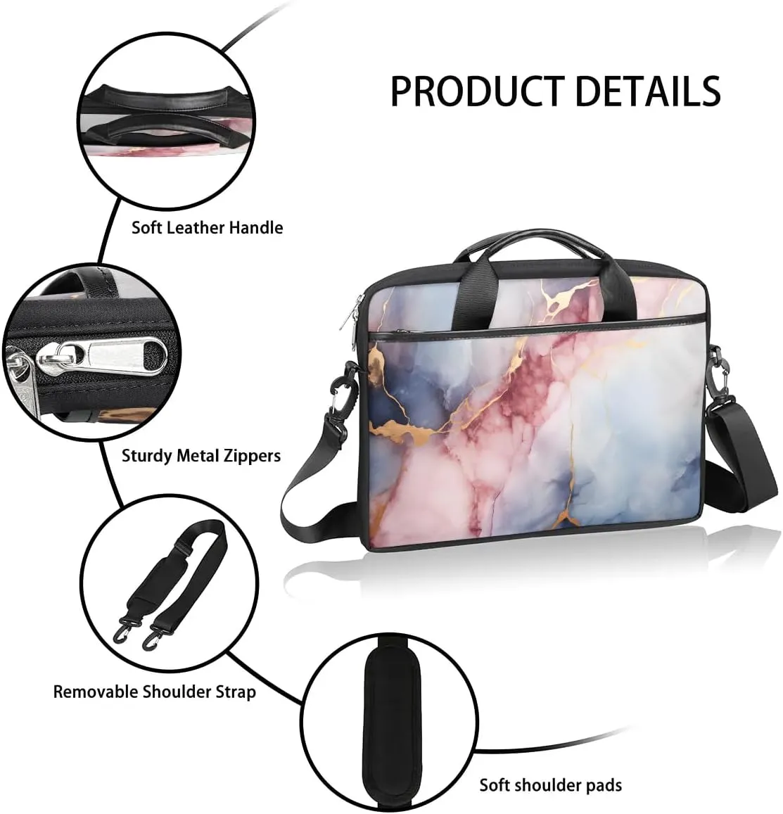 Laptop Shoulder Bag Computer Bag 13-15 Inches Laptop Carrying Case with Shoulder Strap for Women Men