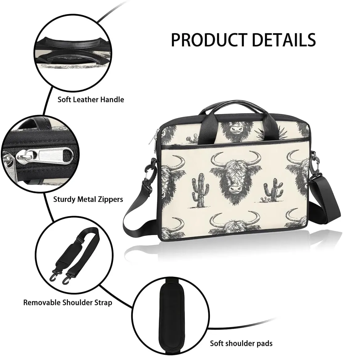 Laptop Shoulder Bag Computer Bag 13-15 Inches Laptop Carrying Case with Shoulder Strap for Women Men