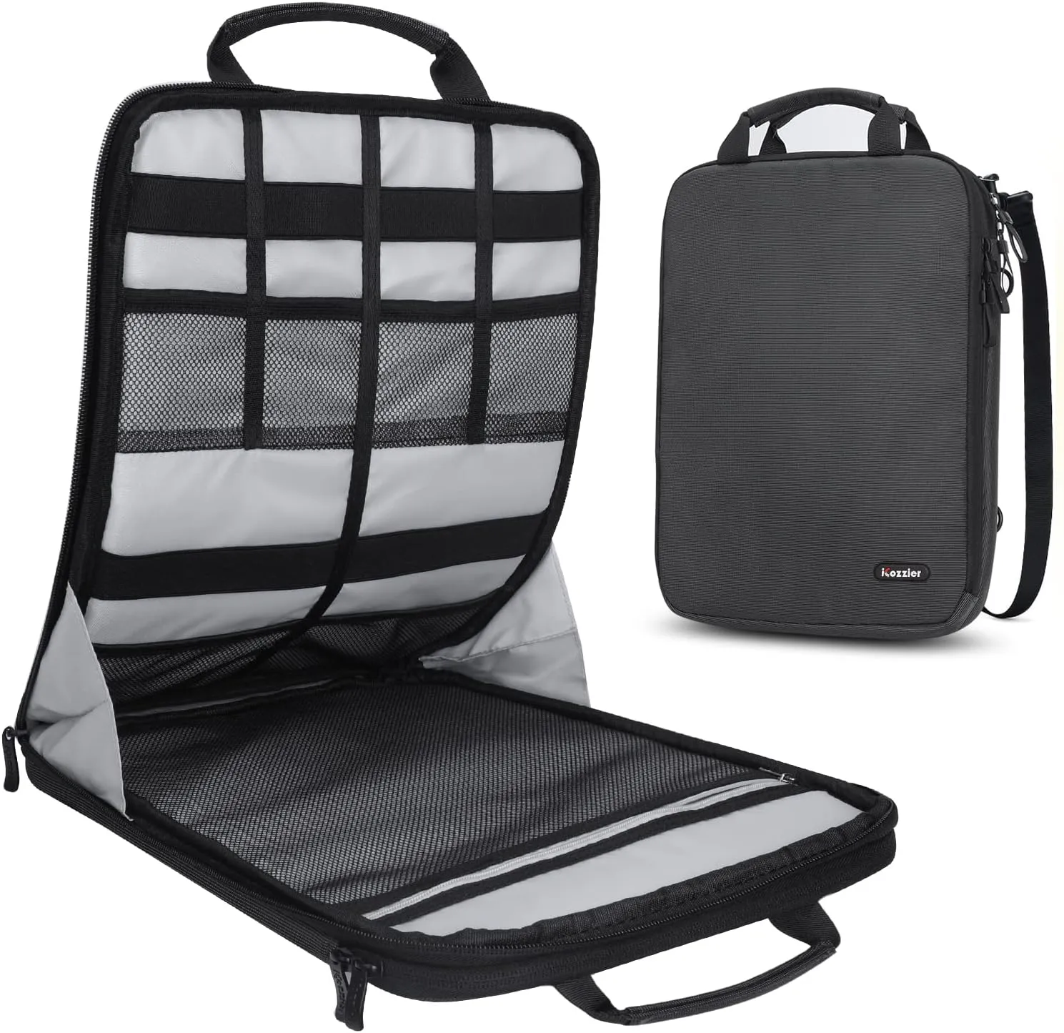 Laptop Shoulder Bag, iCozzier 13-13.3 Inch Laptop Tablet Sleeve Case Horizontal and Vertical Style with Handle & Removable Shoulder Strap for 13.3" Macbook/Notebook - Black