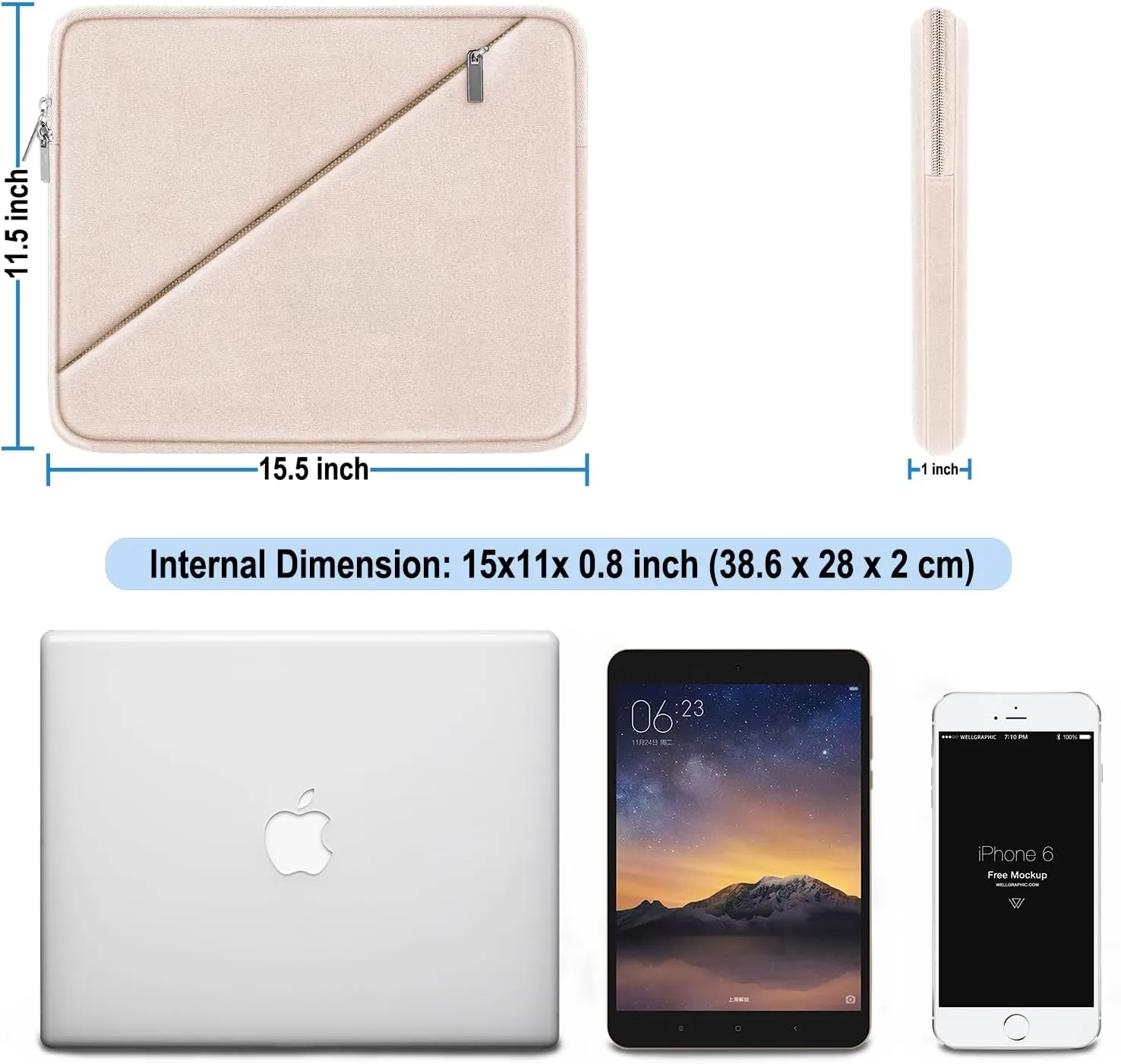 Laptop Sleeve 15.6 inch, Traveling Carrying Computer Bag with Zippered Pocket, Shockproof Protective Laptop Case Compatible for Apple Notebook, HP, Dell, Acer, Asus, Lenovo, Pink