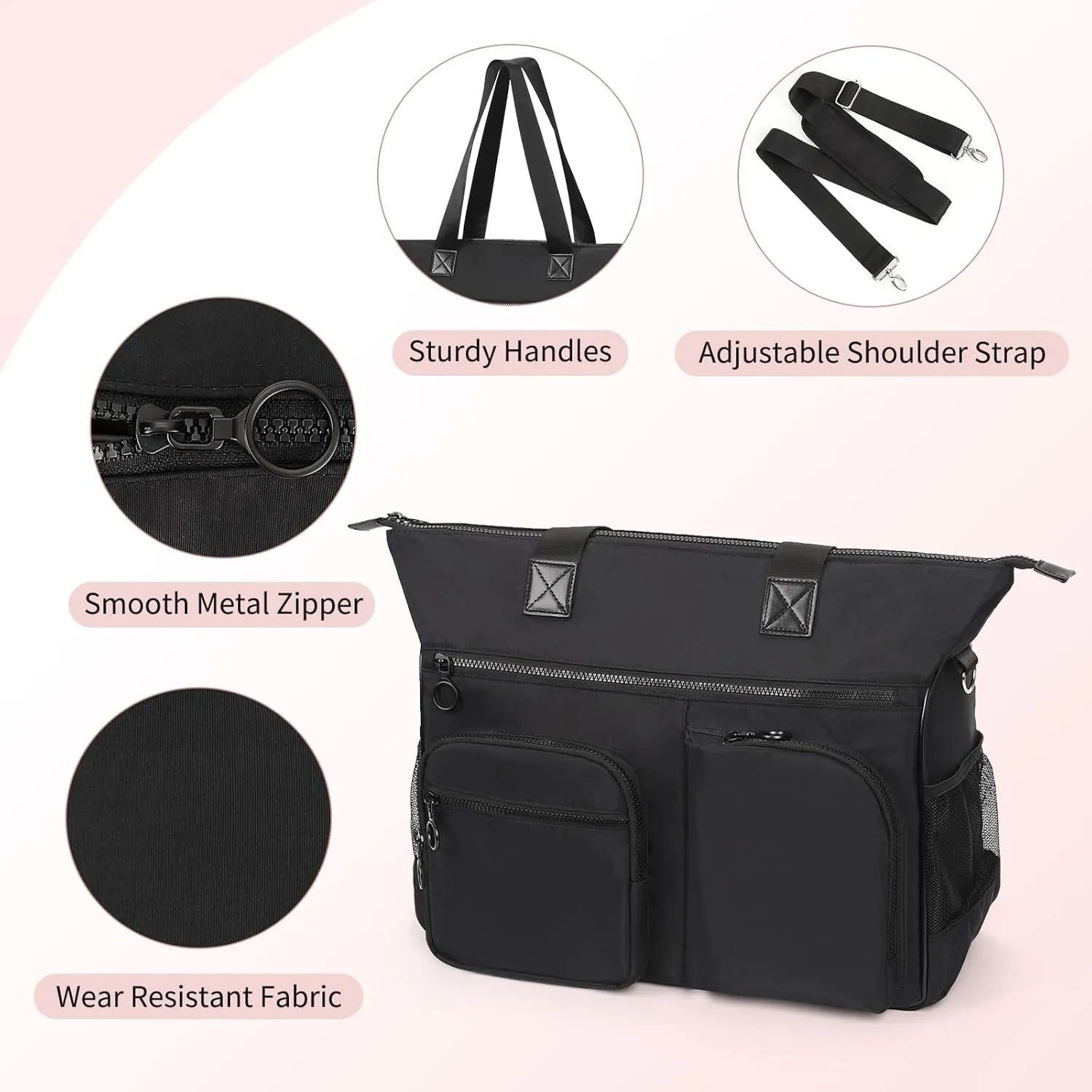 Laptop Tote Bag for Women, 15.6 inch Laptop Bag, Large Capacity Teacher Tote Bag, Lightweight Work Bags for Women with Multi Pockets, Computer Messenger Shoulder Bag Handbag Business Office Work Bag