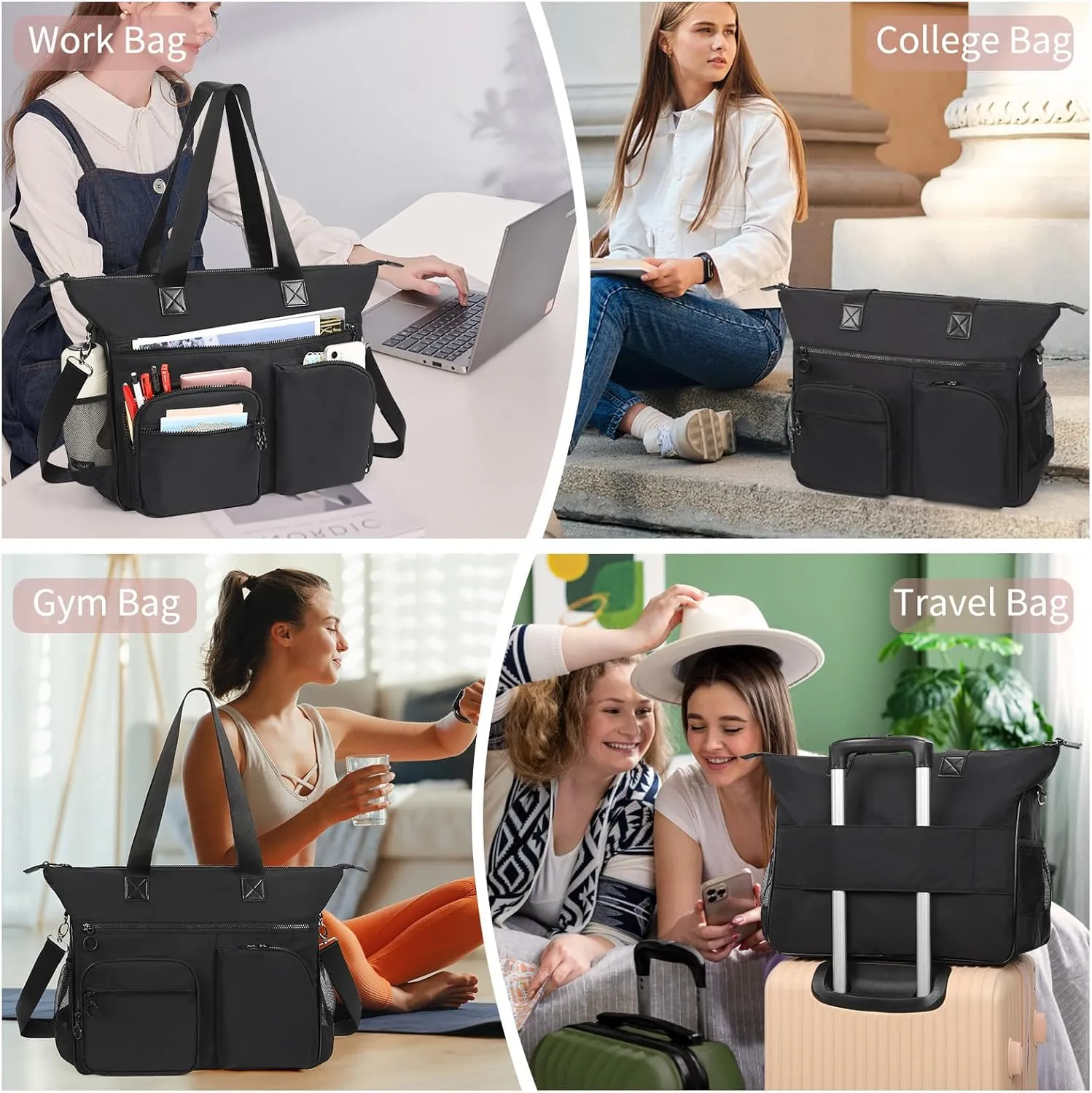 Laptop Tote Bag for Women, 15.6 inch Laptop Bag, Large Capacity Teacher Tote Bag, Lightweight Work Bags for Women with Multi Pockets, Computer Messenger Shoulder Bag Handbag Business Office Work Bag