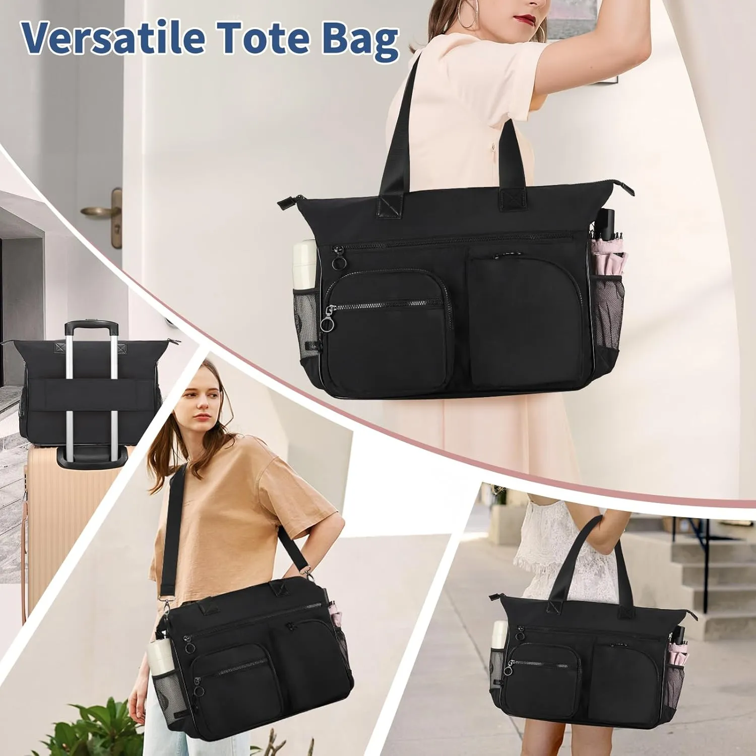 Laptop Tote Bag for Women, 15.6 inch Laptop Bag, Large Capacity Teacher Tote Bag, Lightweight Work Bags for Women with Multi Pockets, Computer Messenger Shoulder Bag Handbag Business Office Work Bag