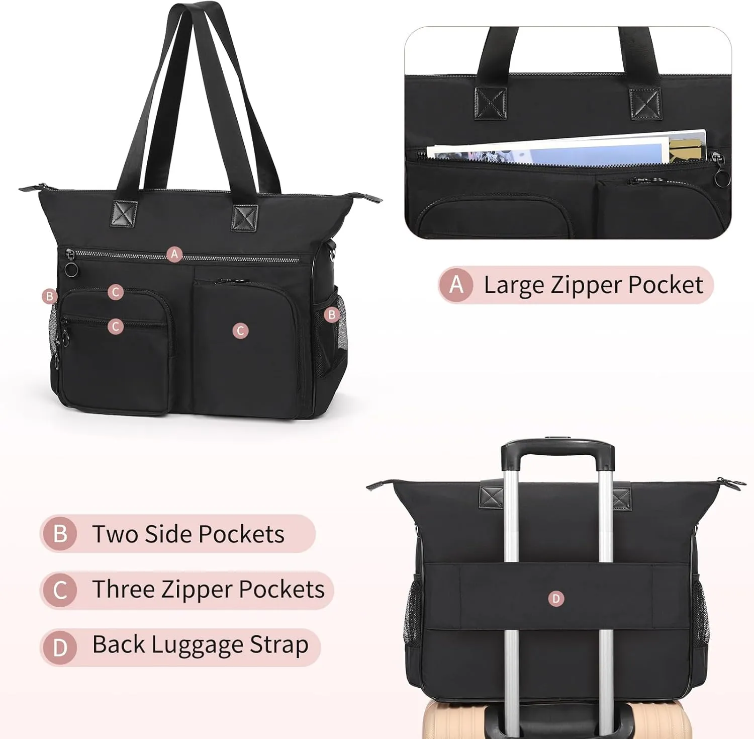Laptop Tote Bag for Women, 15.6 inch Laptop Bag, Large Capacity Teacher Tote Bag, Lightweight Work Bags for Women with Multi Pockets, Computer Messenger Shoulder Bag Handbag Business Office Work Bag