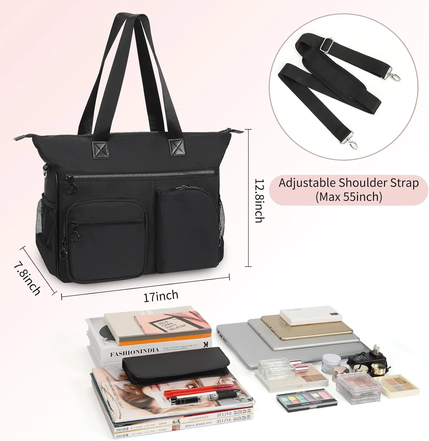 Laptop Tote Bag for Women, 15.6 inch Laptop Bag, Large Capacity Teacher Tote Bag, Lightweight Work Bags for Women with Multi Pockets, Computer Messenger Shoulder Bag Handbag Business Office Work Bag