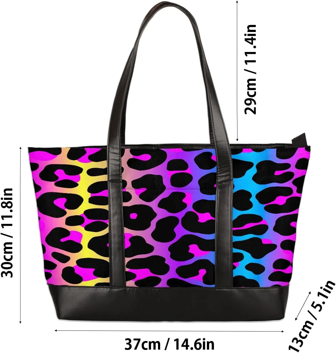 Laptop Tote Bag for Women 15.6 inch Leopard Cheetah Computer Briefcase Leather Shoulder Bag Handbag