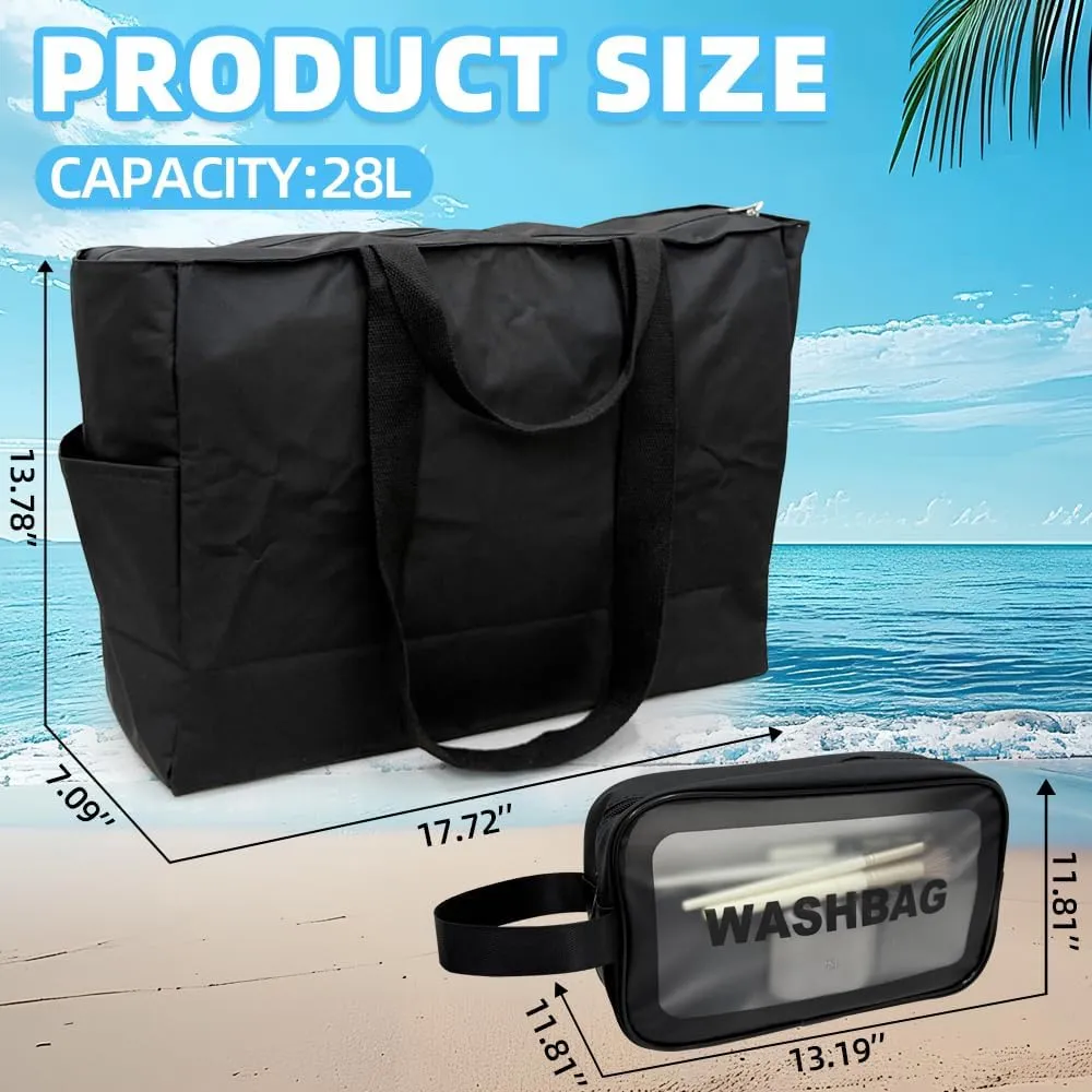 Large Beach Bags for Women, Beach Tote Bag With Waterproof Zipper, Waterproof Sandproof Swim Pool Bag Large Tote