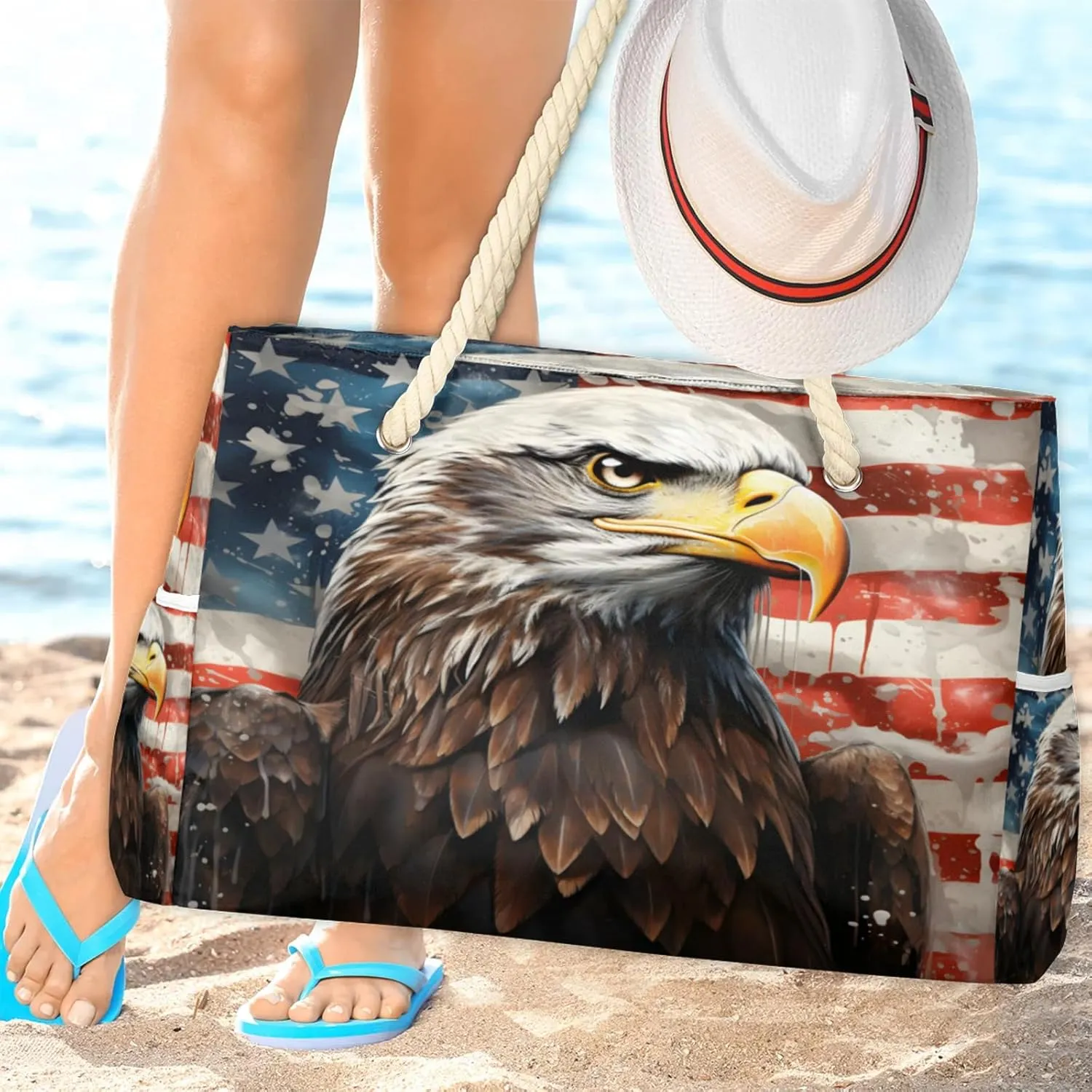 Large Beach Tote Bags with Zipper, Beach Bag for Women, Waterproof Sandproof Pool Swim Bags, Travel Tote Bag