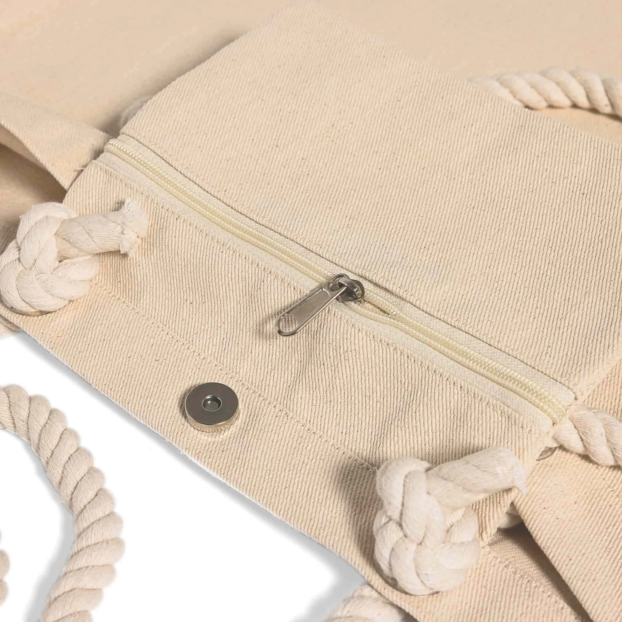 Large Canvas Beach Tote Bag with Fancy Rope Handles- RP260