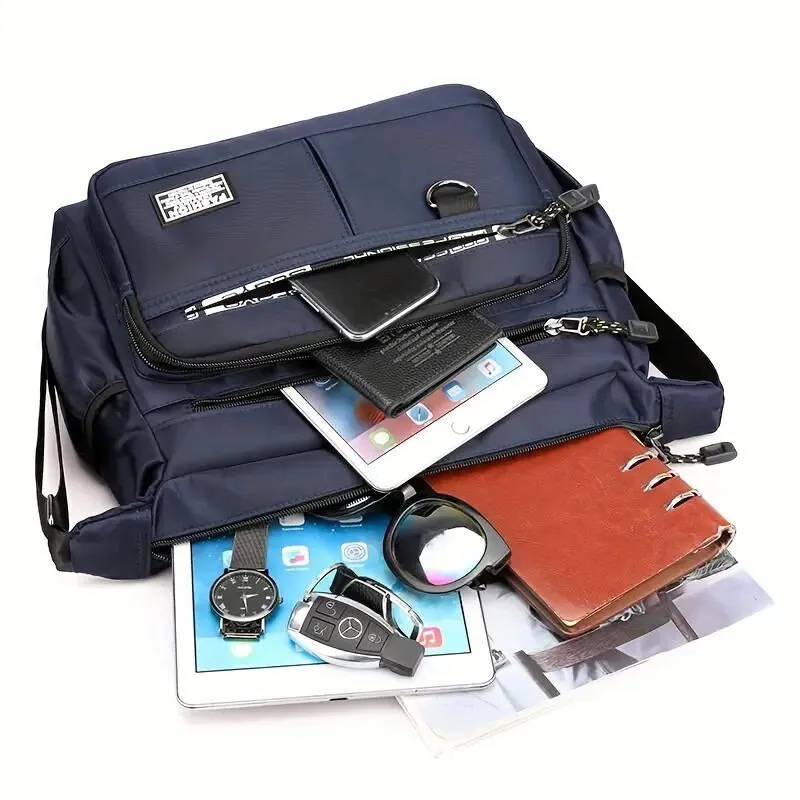 Large-Capacity Men'S Backpack Shoulder Bag Waterproof Wear-Resistant Backpack Multi-Pocket Business Casual Men'S Messenger Bag