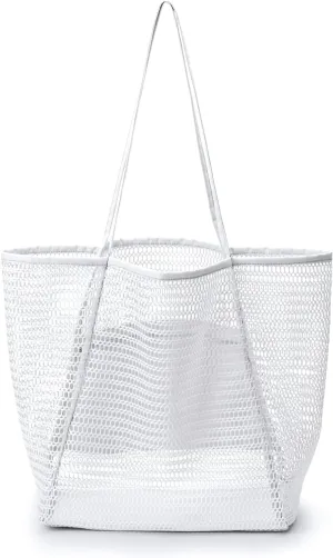 Large Capacity Mesh Beach Tote Bag,Women Casual Shoulder Handbag