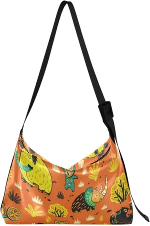 Large Crossbody Bag Primitive Hunting Animals PU Leather Shoulder Bag for Women Girls
