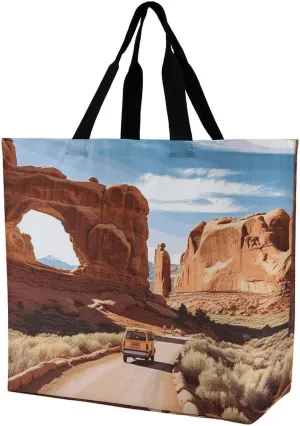 Large Grocery Bags Beach Tote Arches National Park Entrance Shopping Bag for Women Shoulder Bag for Travel Work Handbag