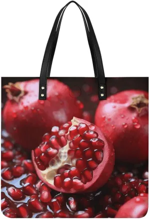 Large Grocery Bags Beach Tote Pomegranate Fruit Bag for Women Shoulder Bag for Travel Work Handbag