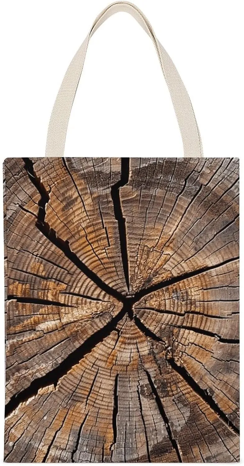 Large Grocery Bags Beach Tote Tree Stump Wood Grain Shopping Bag for Women Shoulder Bag for Travel Work Handbag