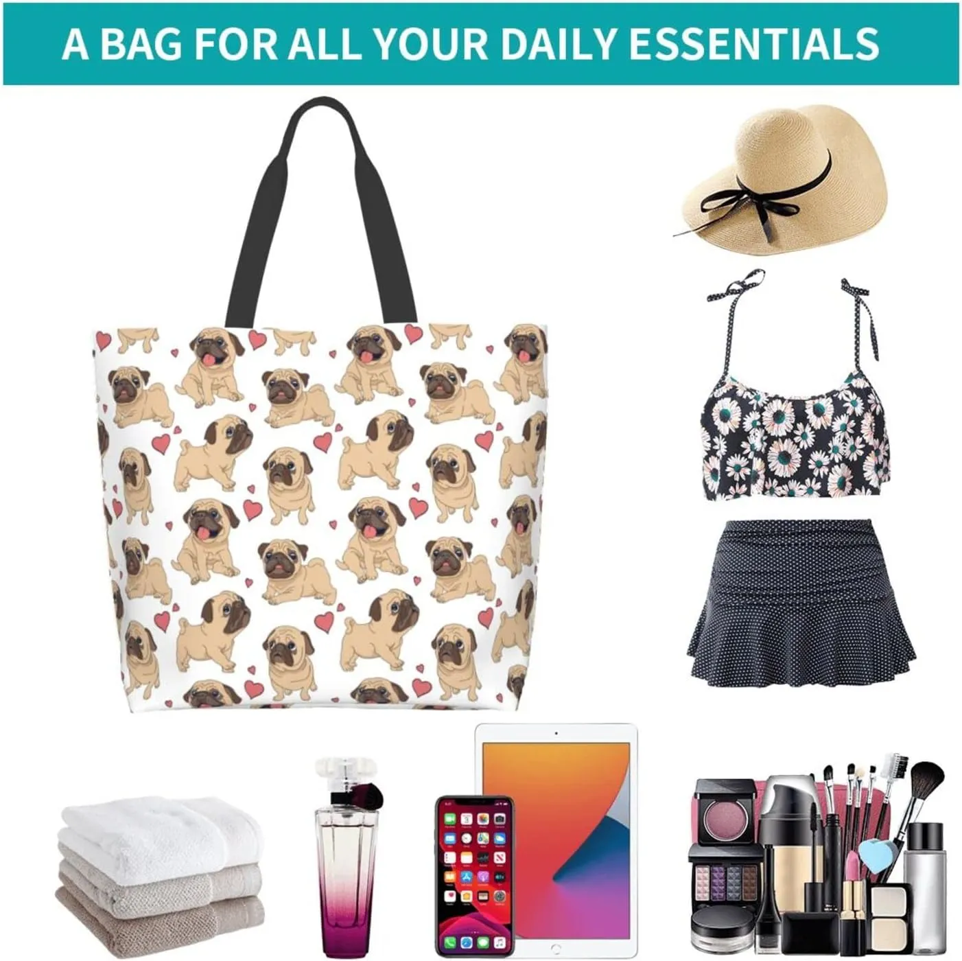 Large Tote Bag For Women Casual Shoulder Bag Handbag Waterproof Crossbody Handbags Reusable For Beach Travel Grocery Shopping
