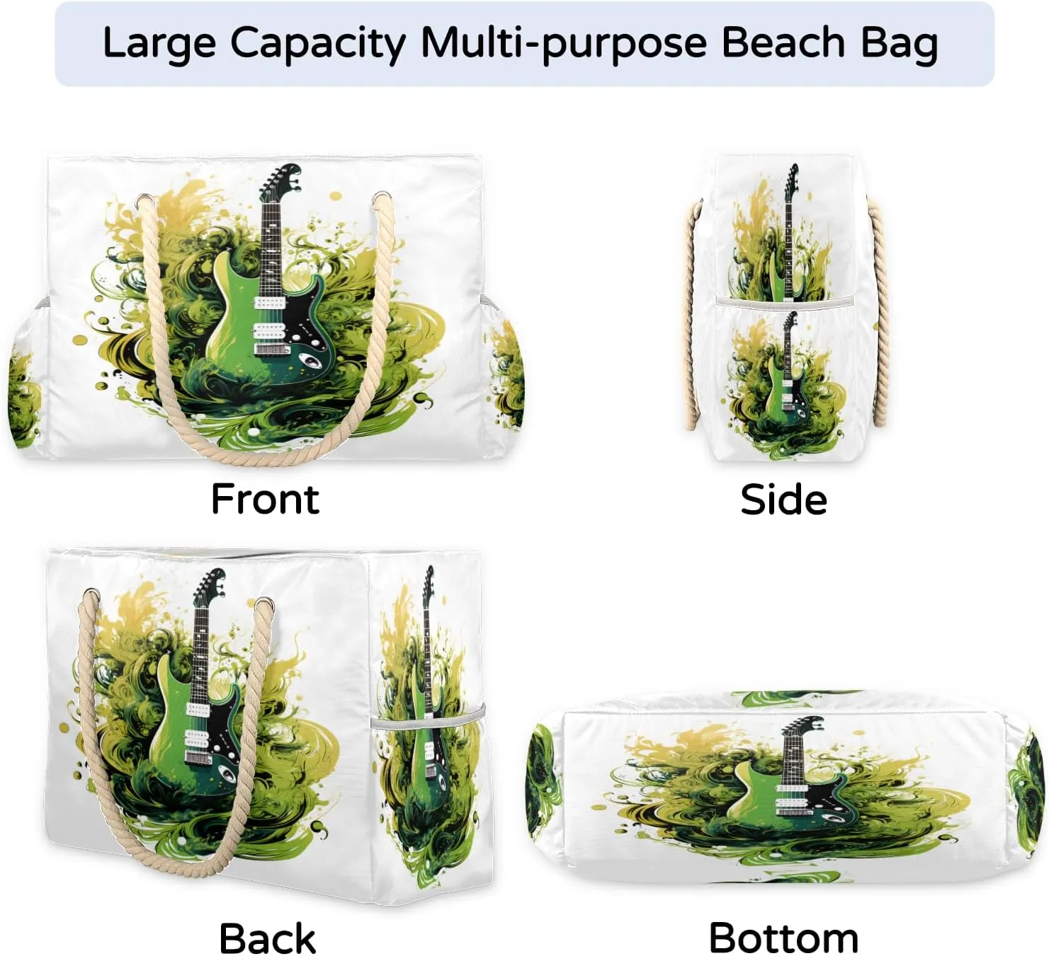 Large Tote Beach Bags for Women with Zipper Waterproof Sandproof Swim Pool Grocery Gym Travel Bag