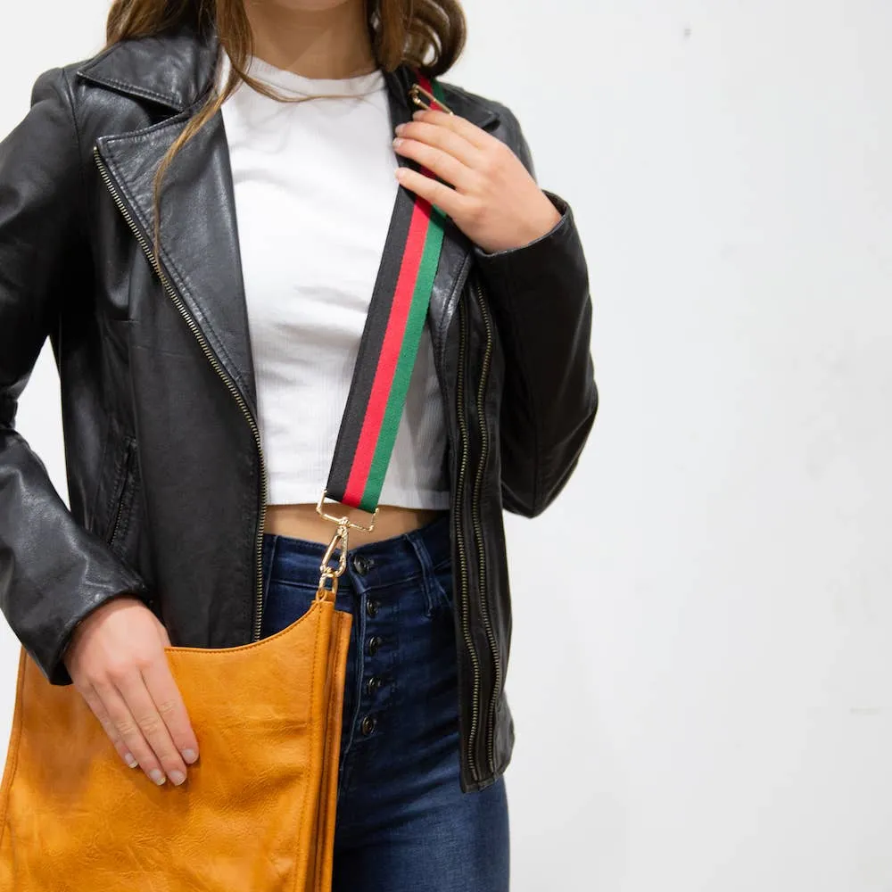 Large Vegan Leather Messenger Bag-Cognac