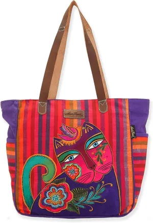 Laurel Burch Shoulder Tote Zipper Top 18"X6"X14"-Elena, Multicolor