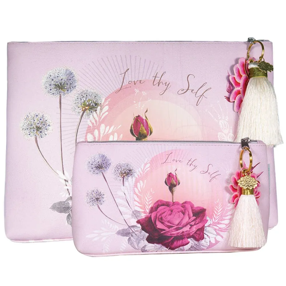 Lavender Rose Tassel Pouch-Large