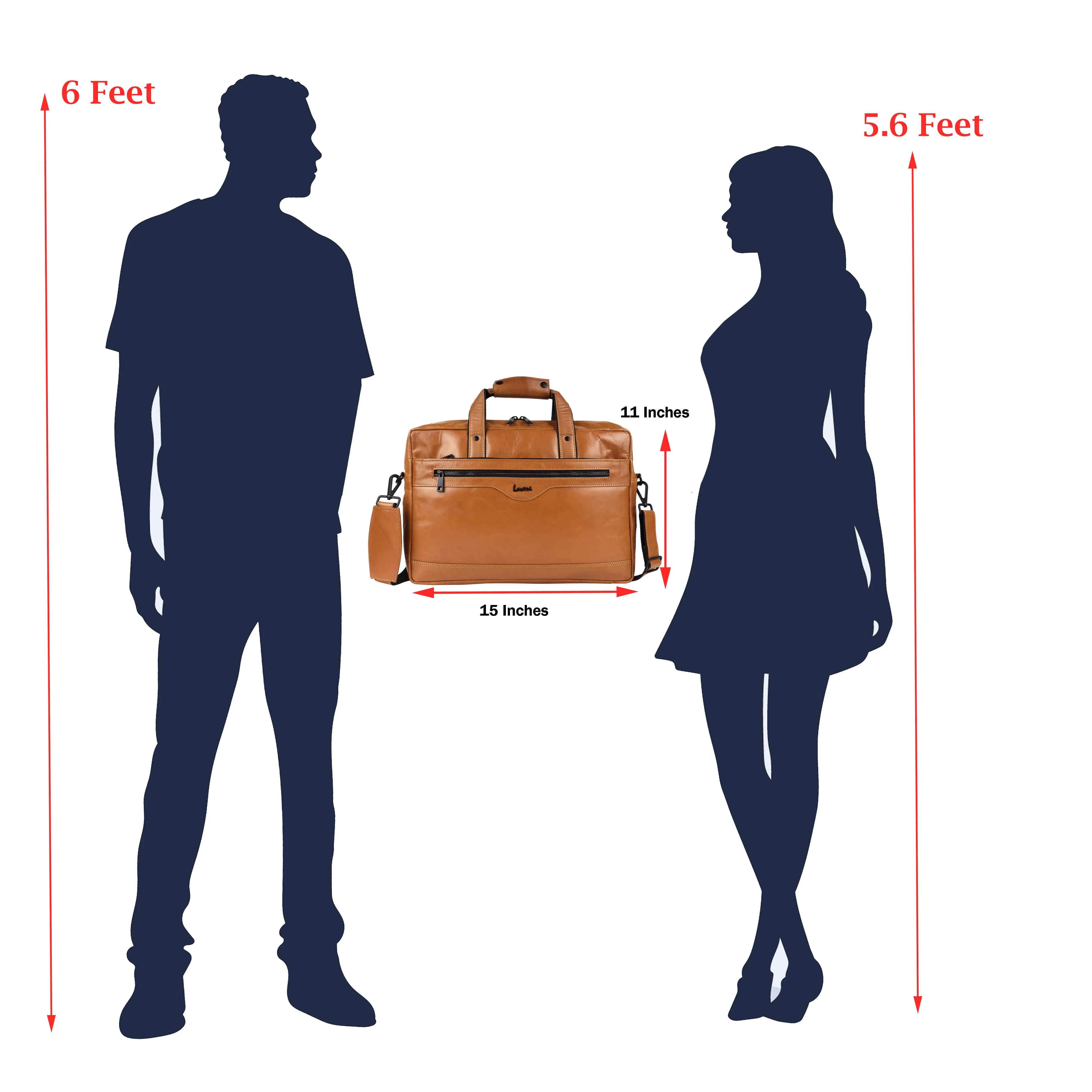 Laveri Genuine Leather Office Laptop Bag (TAN-TUMBLER)