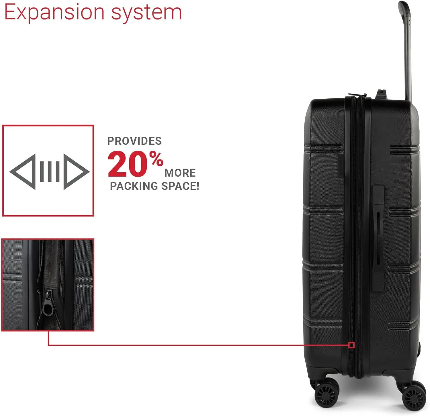 LAX Collection Hard Shell Spinner Carry On Luggage for Airplanes, Expandable Rolling Suitcase with 360-Degree Spinner Wheels, Retractable Handle, Airline Approved, 20 Inch, Black